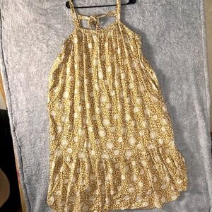 Old Navy Sleeveless Tie Back Cutout Maxi Swing Dress Womens 2X Yellow Floral